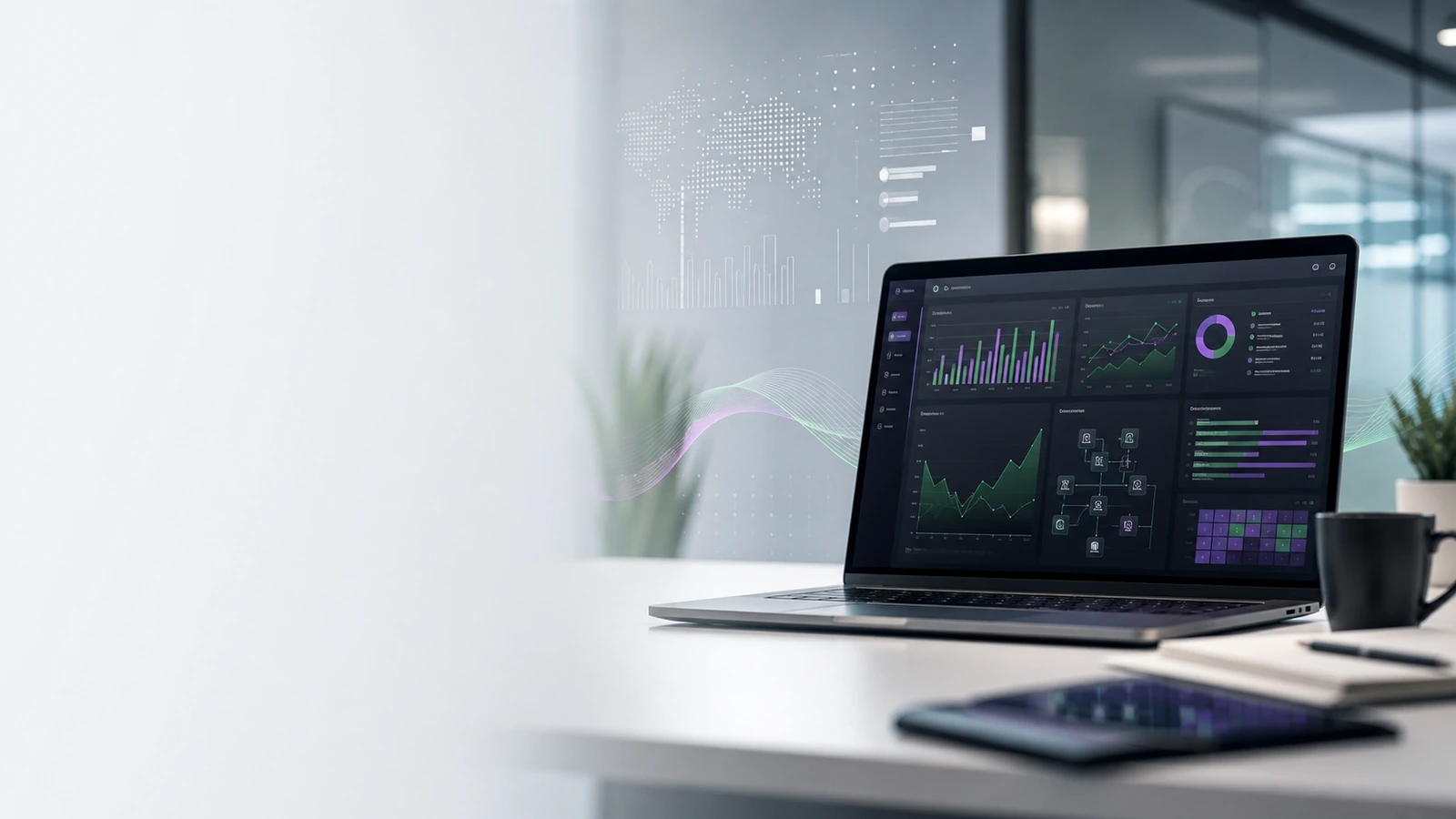 Modernes Reporting-Dashboard auf einem Laptop als Data19 Hero-Visual
